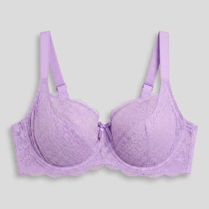 Maelys balcony bra in purple rose, front flat lay