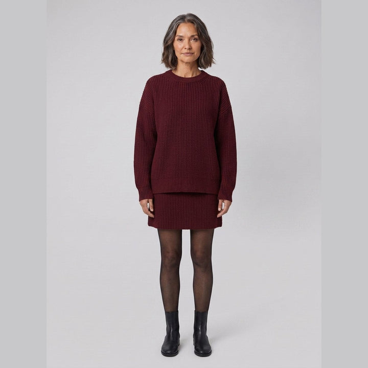 Mara knit co-ord set in dark red