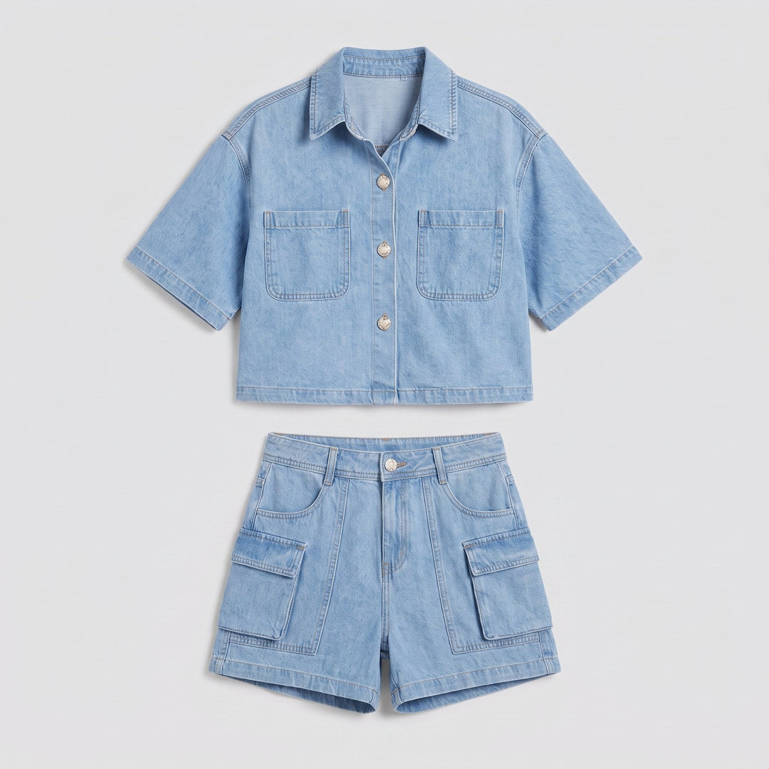 Marais denim set flat lay