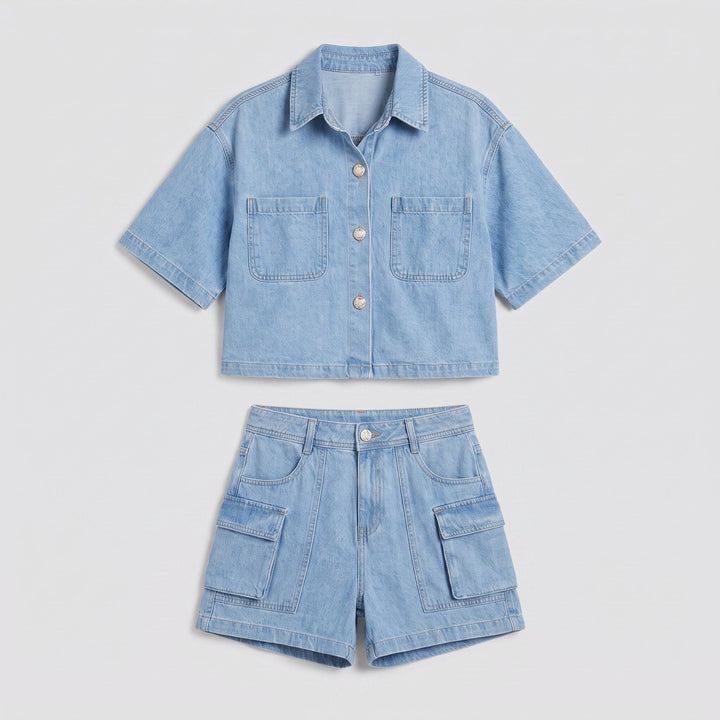 Marais denim set flat lay