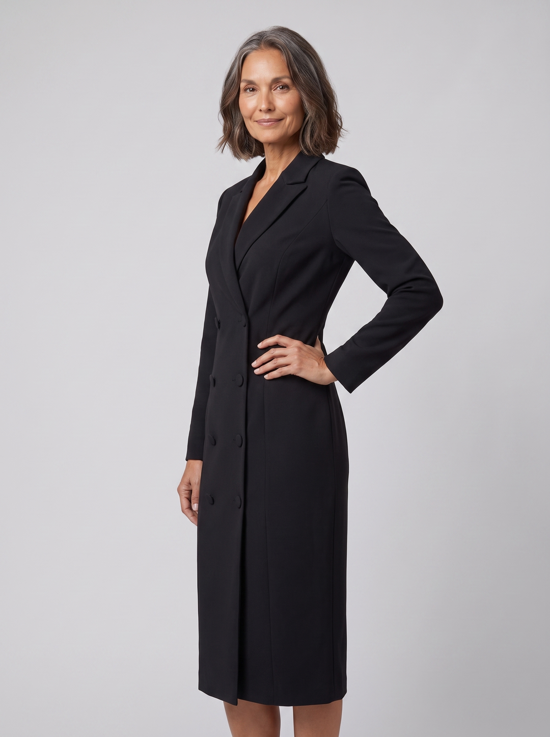 Marianne tailored blazer midi dress black on model