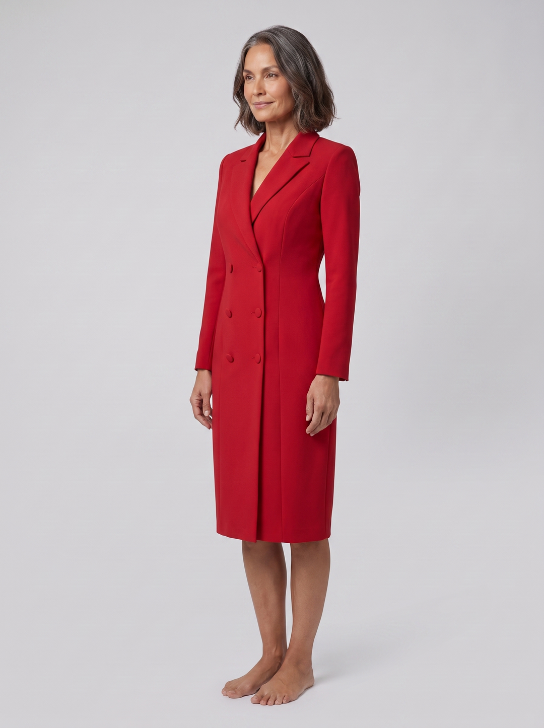 Marianne tailored blazer midi dress red on model