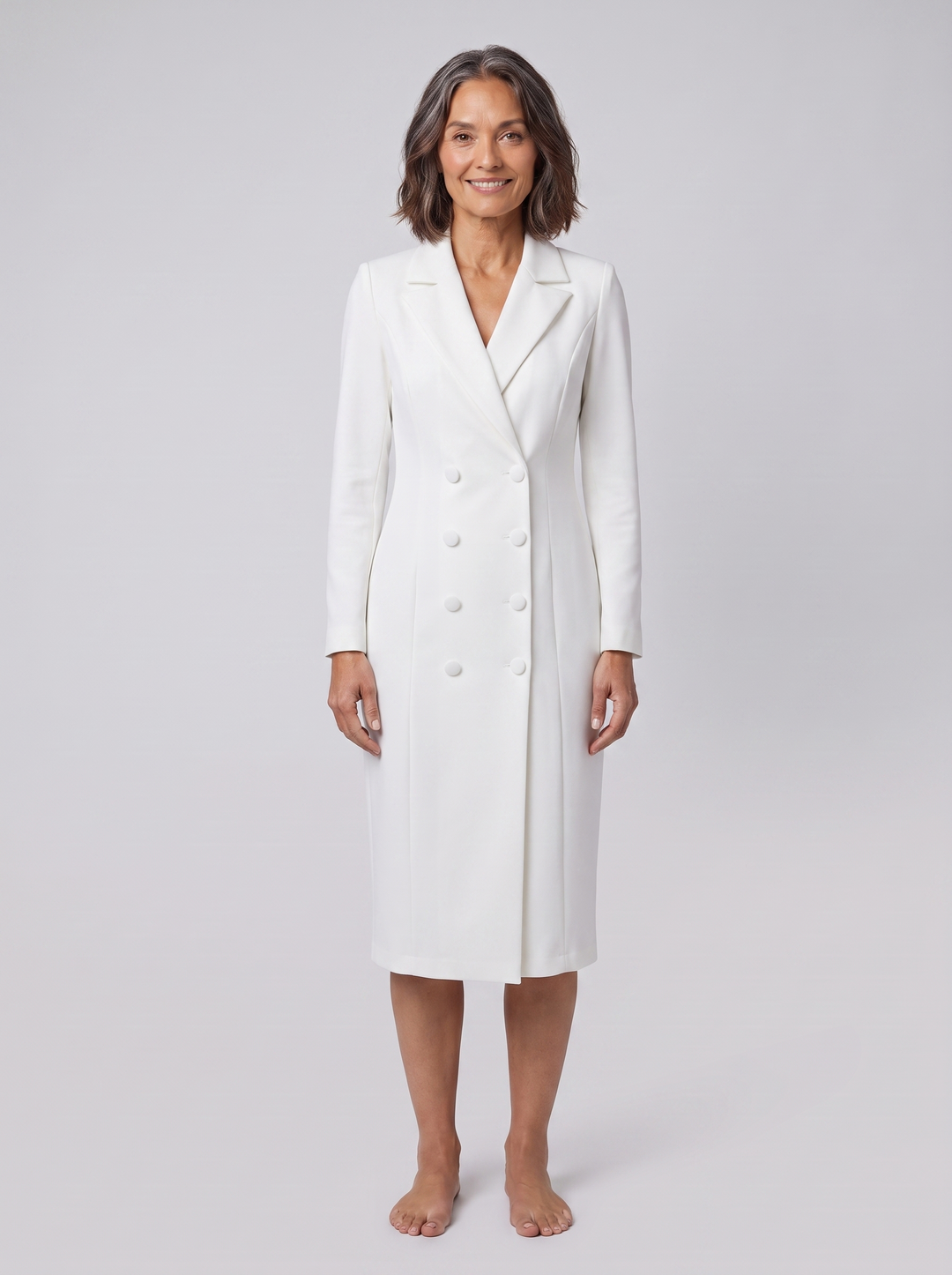 Marianne tailored blazer midi dress white on model