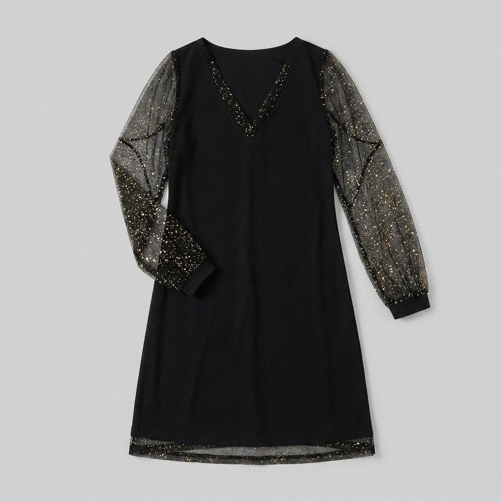 Matilda black evening dress product flat-lay