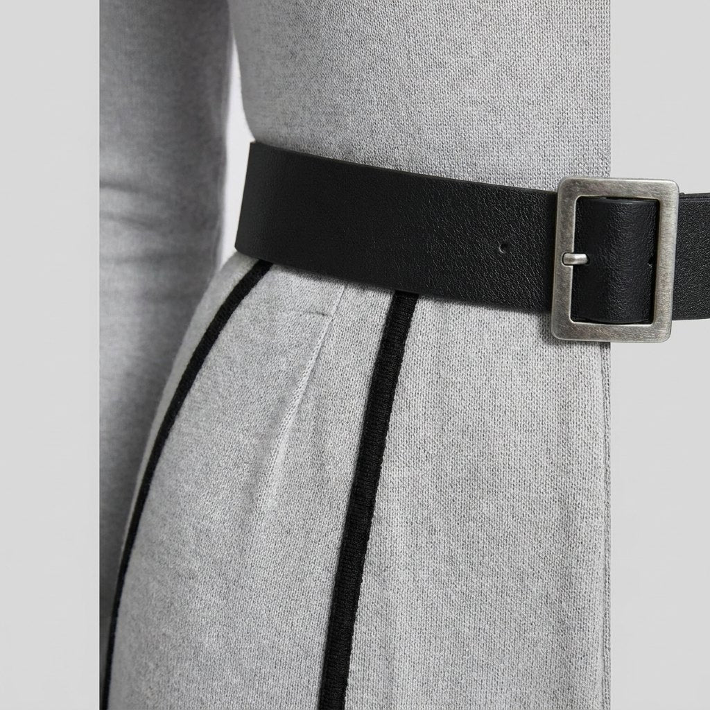Mela knit set fabric and belt detail