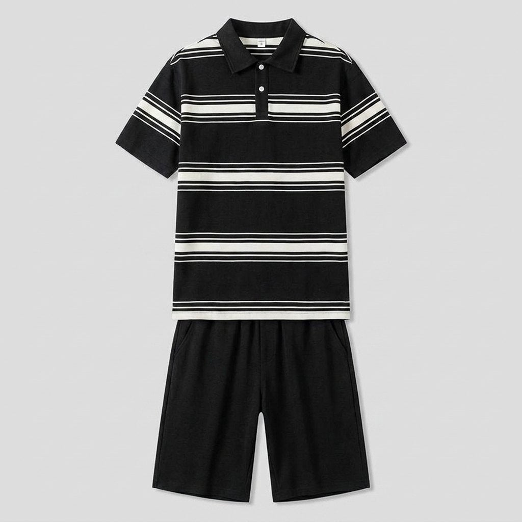Melo polo and shorts set flat lay front