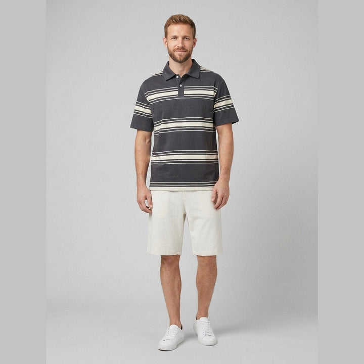 Melo striped polo and shorts set Gray