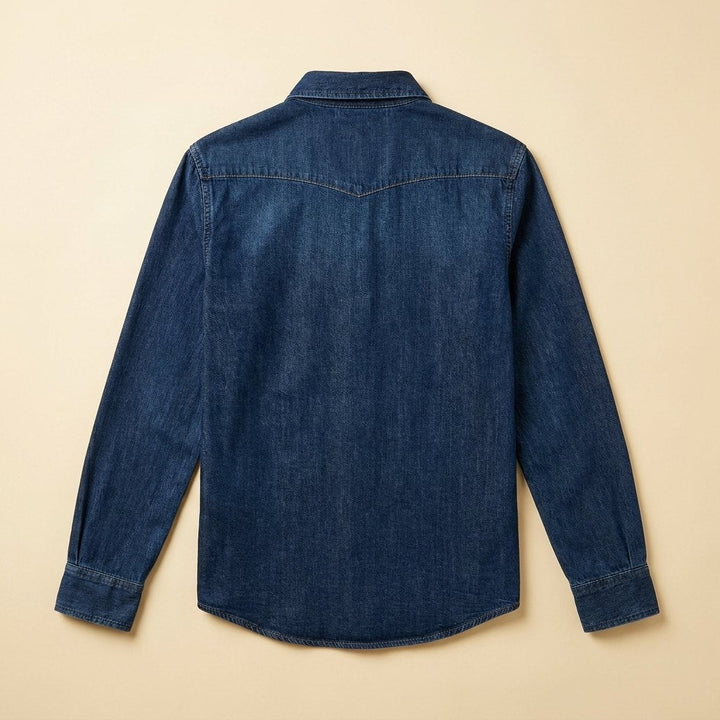 Milo denim shirt back view flat-lay