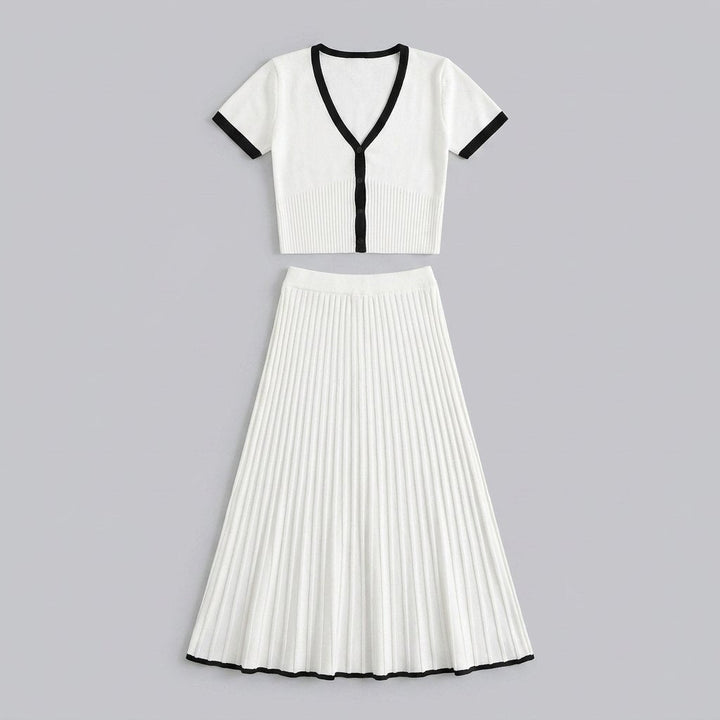 Mina white knit two-piece set product flat-lay