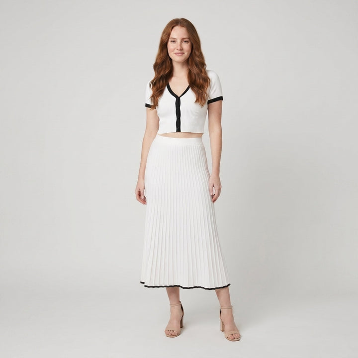 Mina white knit two-piece set on model