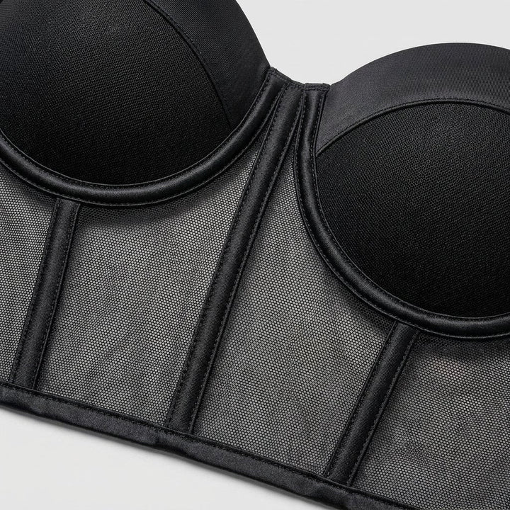 Mira mesh underwire bustier top fabric and boning detail close-up