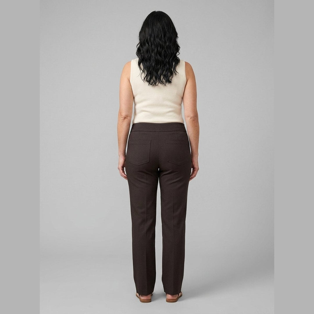 Mira espresso pants, back view on model
