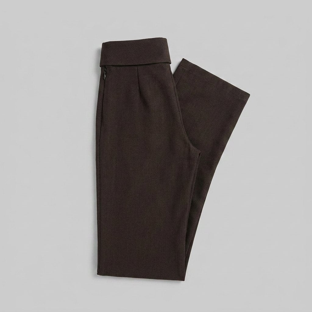 Mira espresso straight-leg pants, product flat-lay