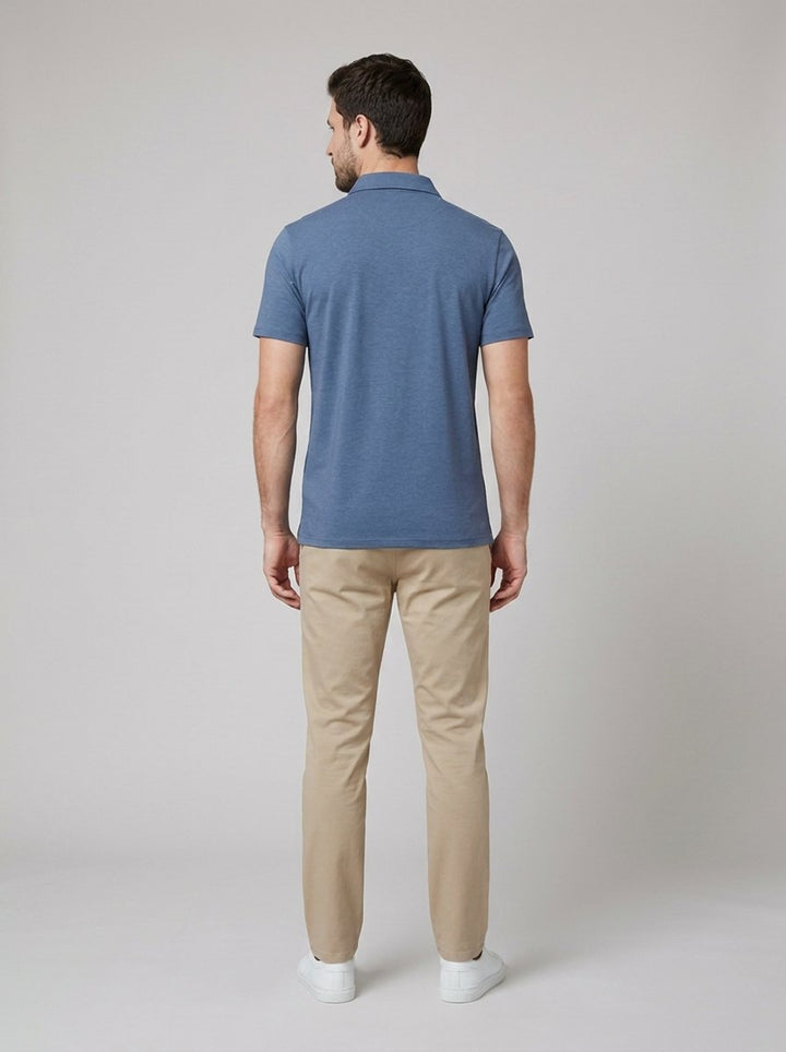 Mosaic men's slate-blue polo shirt, back
