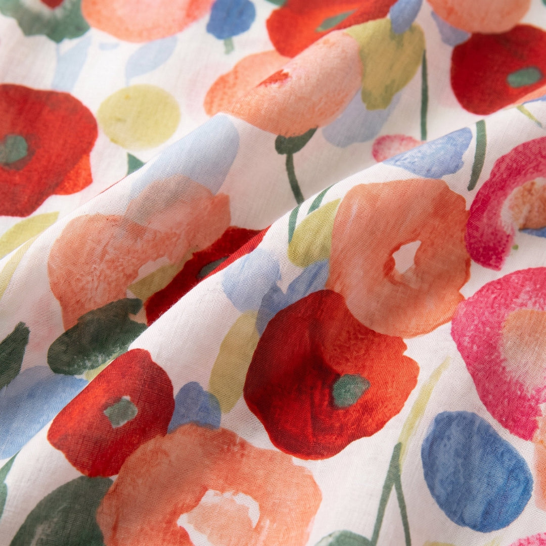 Mylene colourful floral print fabric close-up