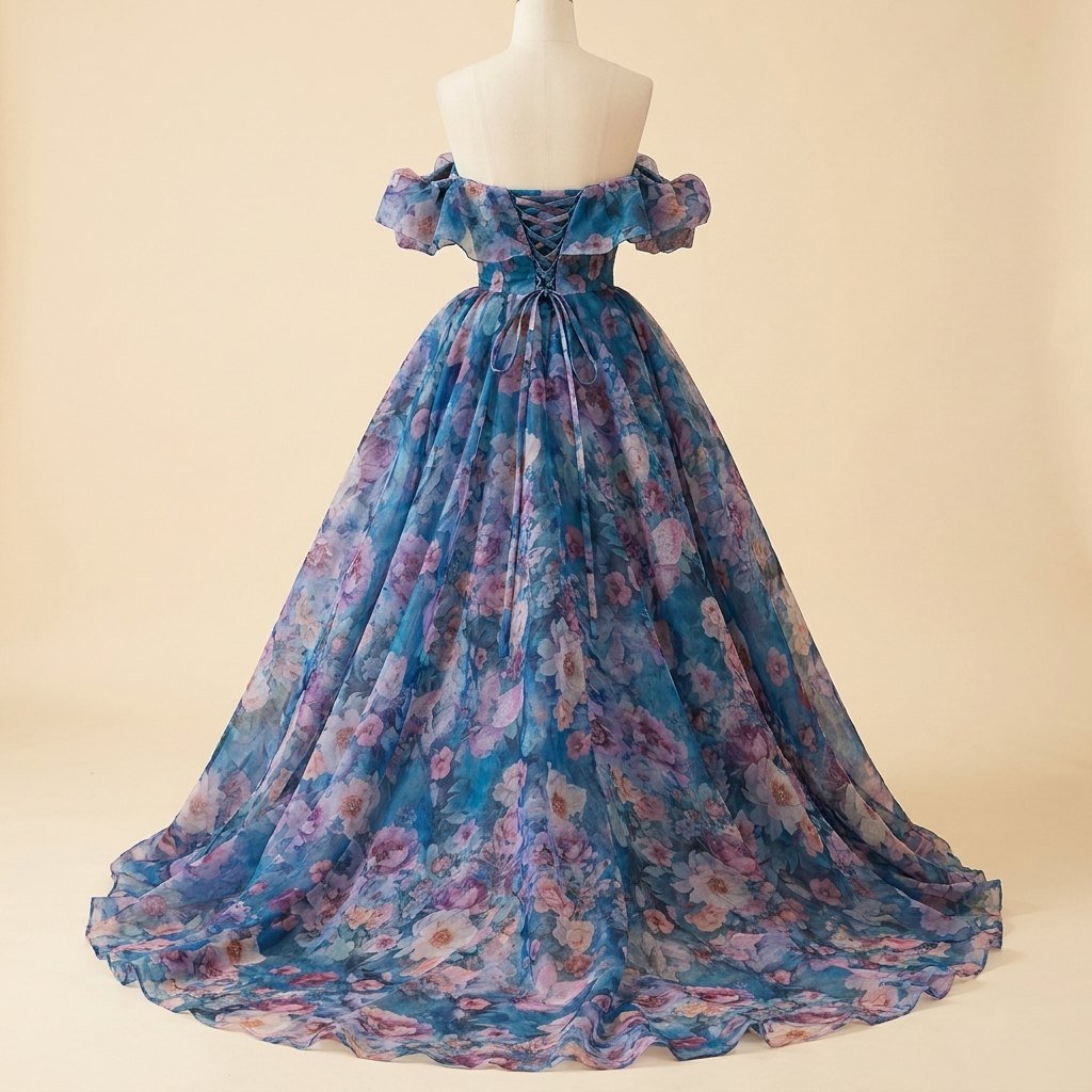 Naiad turquoise gown back corset display