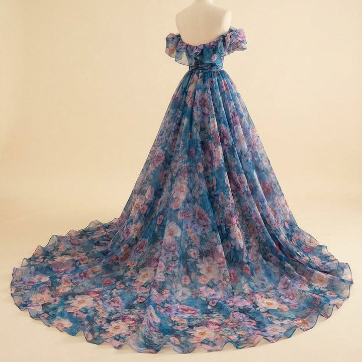 Naiad turquoise organza gown product display