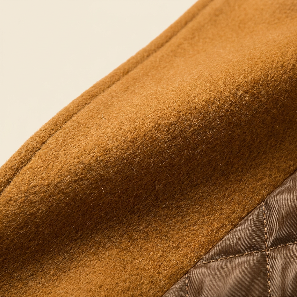 Wool-blend fabric of the overcoat, close-up