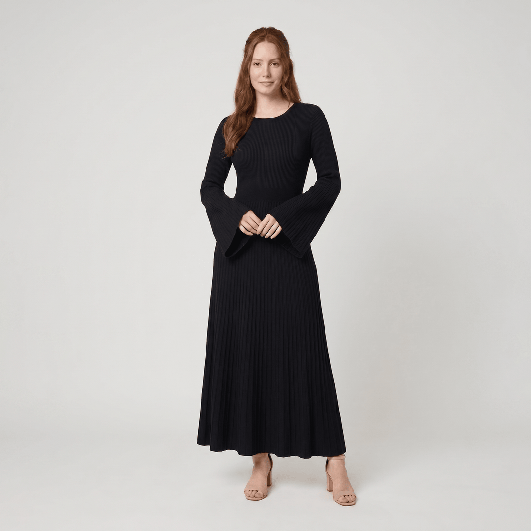 Nori ribbed knit maxi dress black