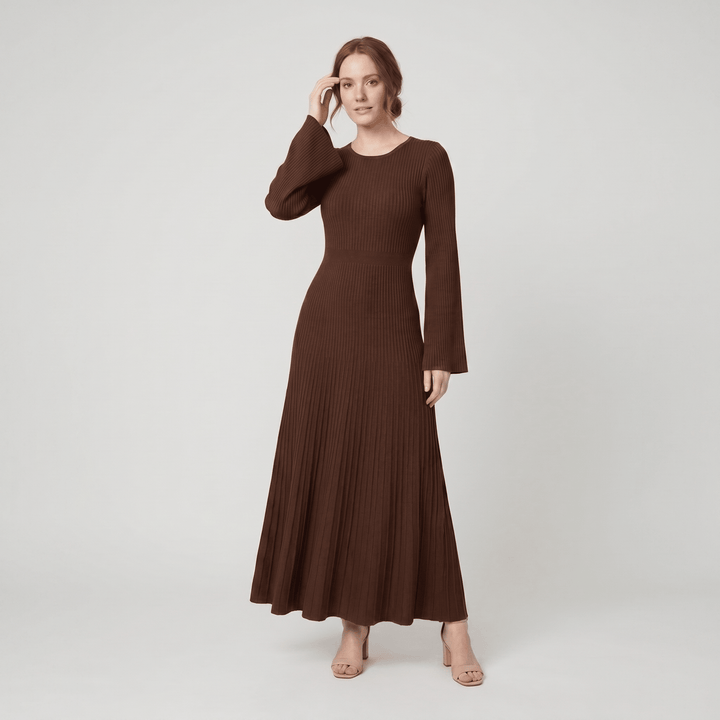 Nori ribbed knit maxi dress brown