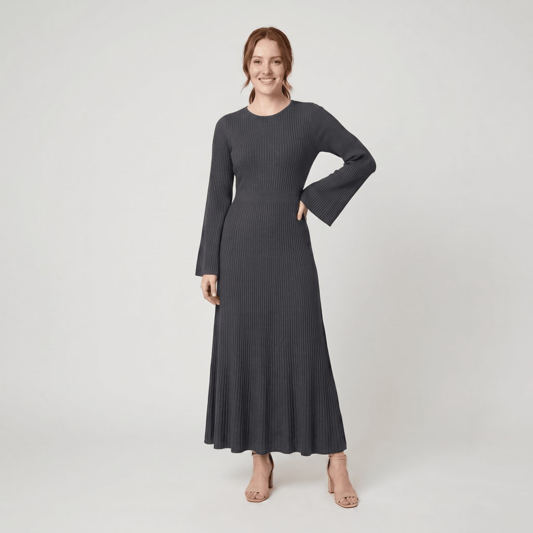Nori ribbed knit maxi dress dark gray