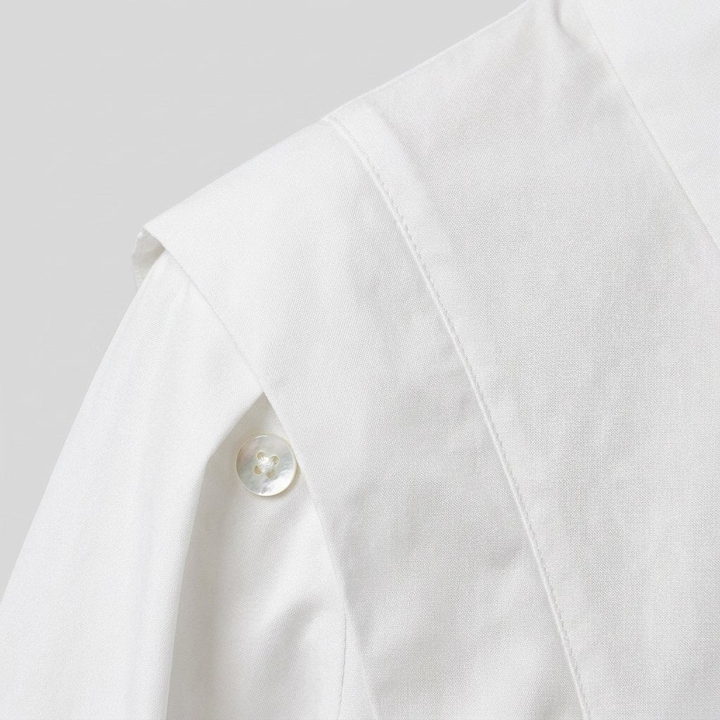 Oasis shirt button and structured shoulder fabric detail