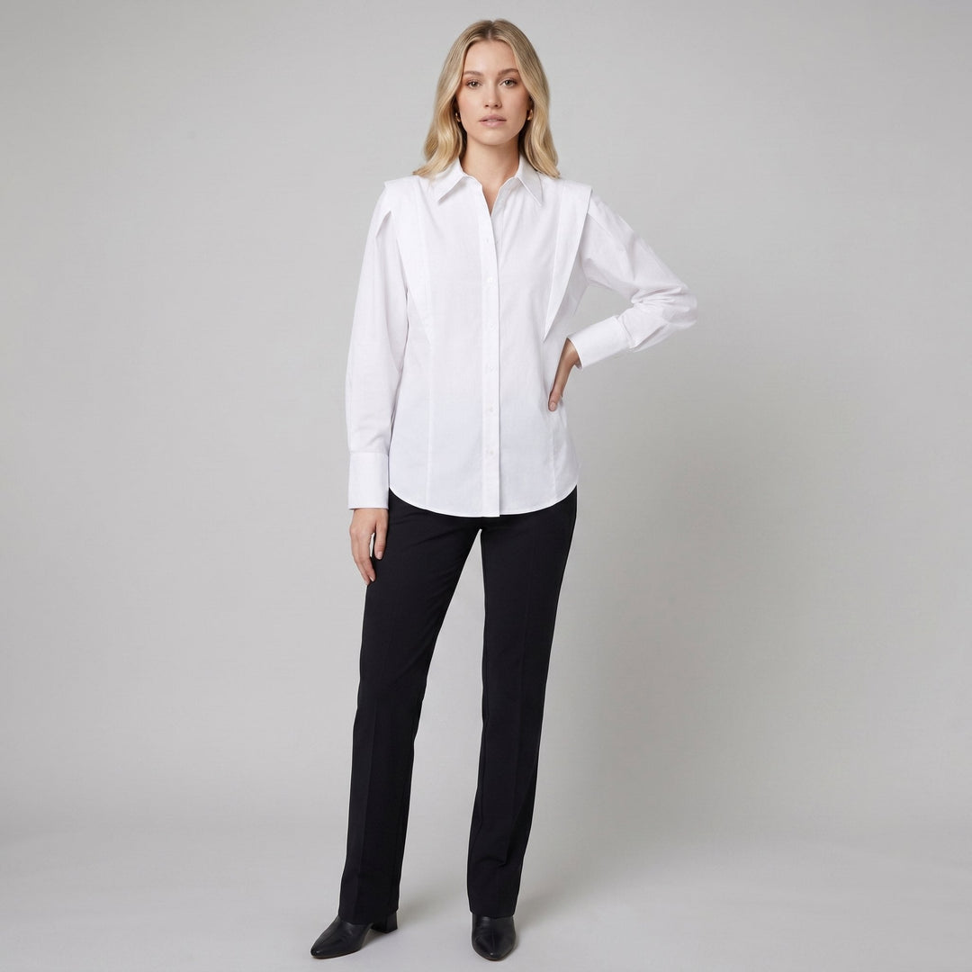 Oasis oversized cotton shirt in white on female model