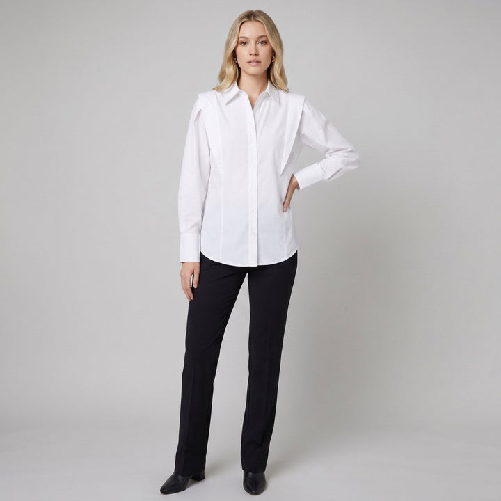 Oasis oversized cotton shirt in white on female model