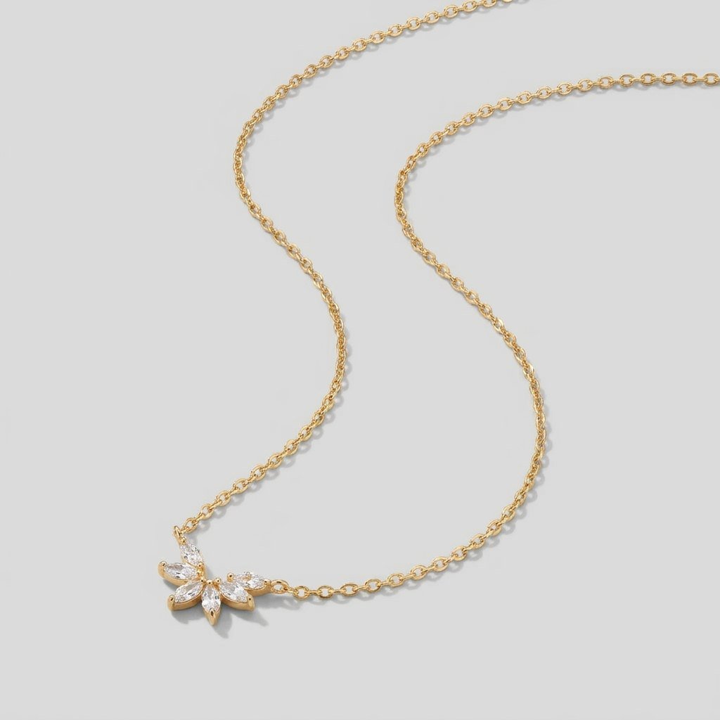 Omelia crystal leaf necklace arrangement