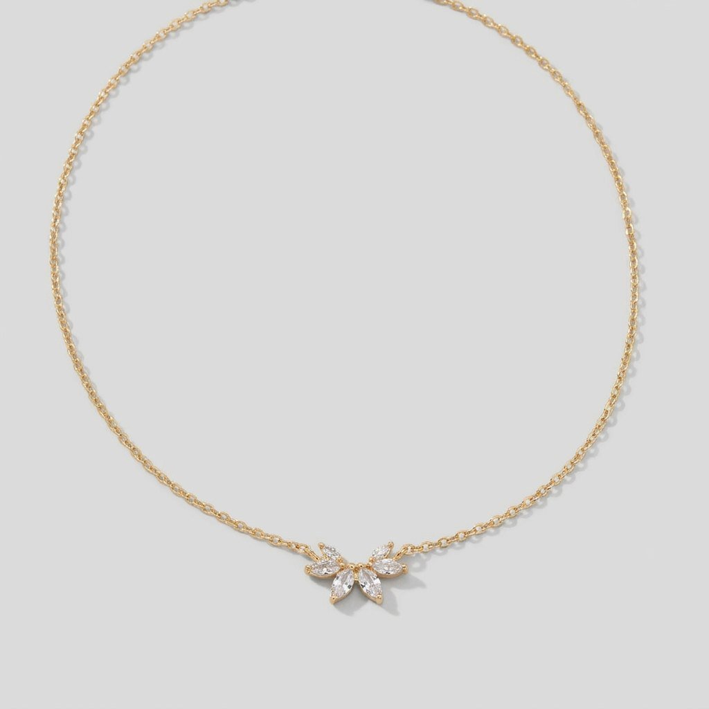 Omelia crystal leaf necklace