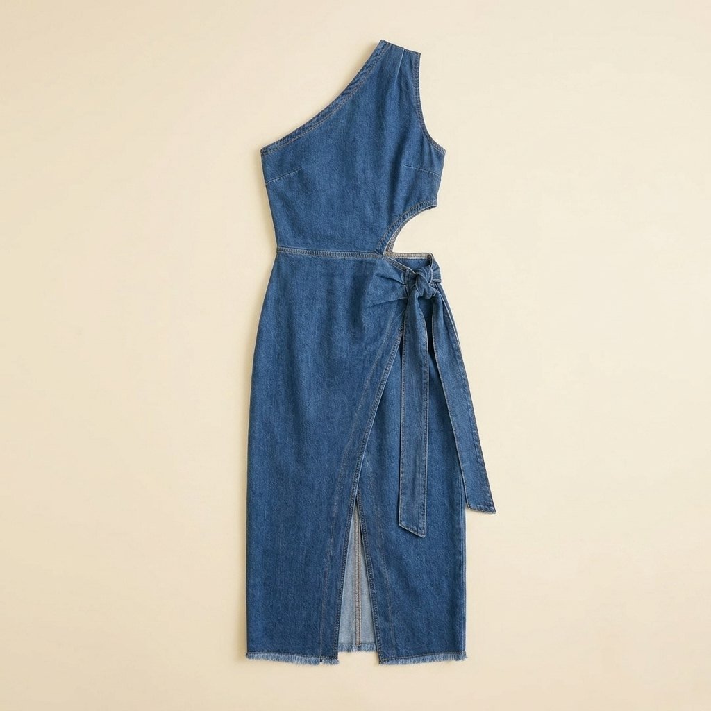 Onda denim midi dress flat-lay product photo