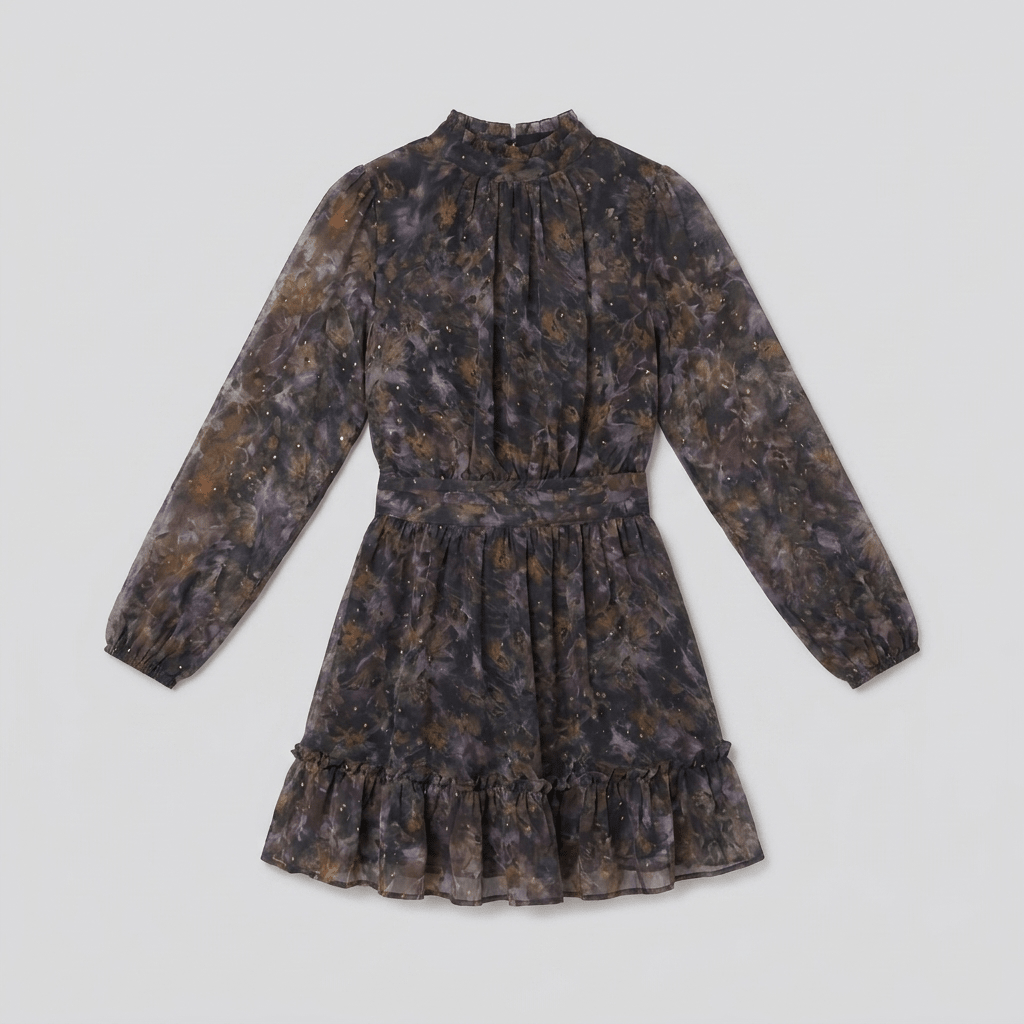 Ottoline black motif printed dress product flat lay