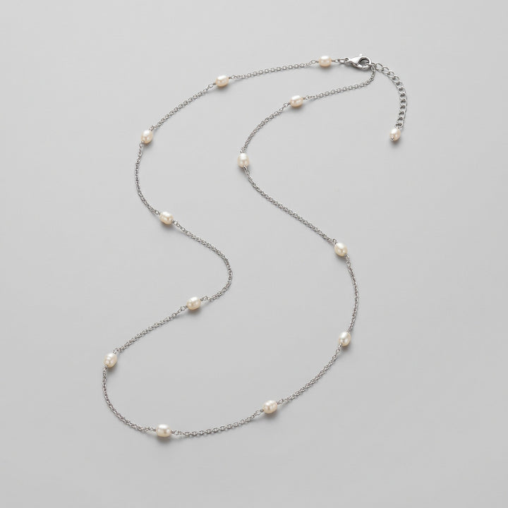 Ivory pearl body chain, full piece laid flat
