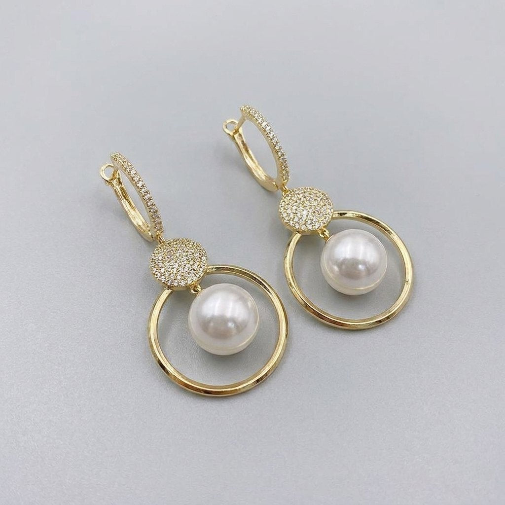 Pearluxe pearl earrings angled view