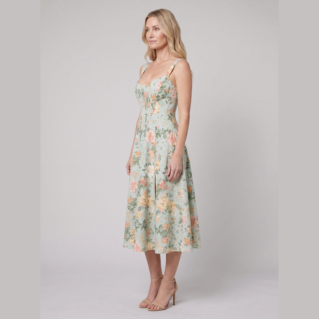 Perrine floral midi dress lime side
