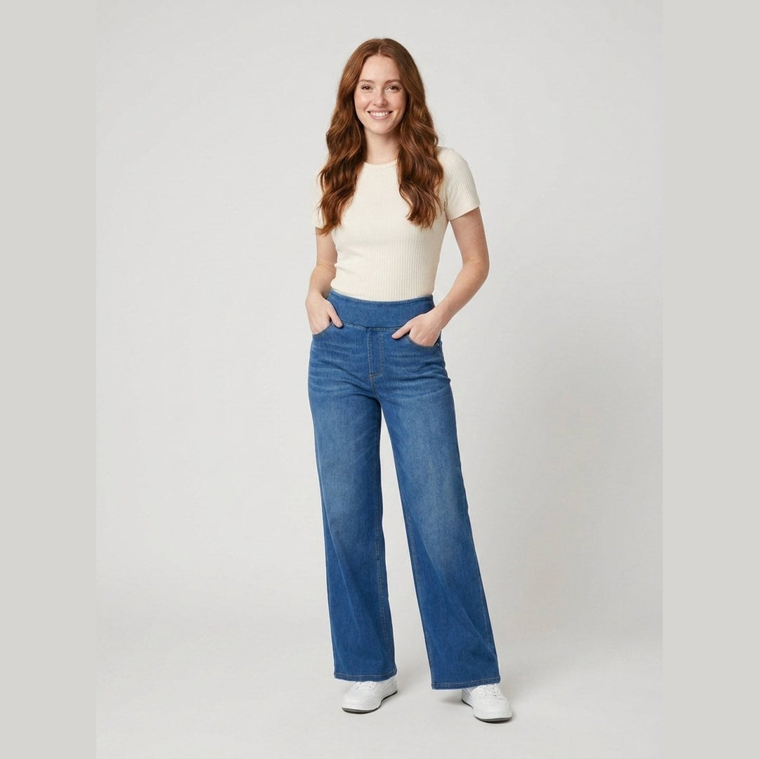 Polo wide-leg jeans blue wash on model