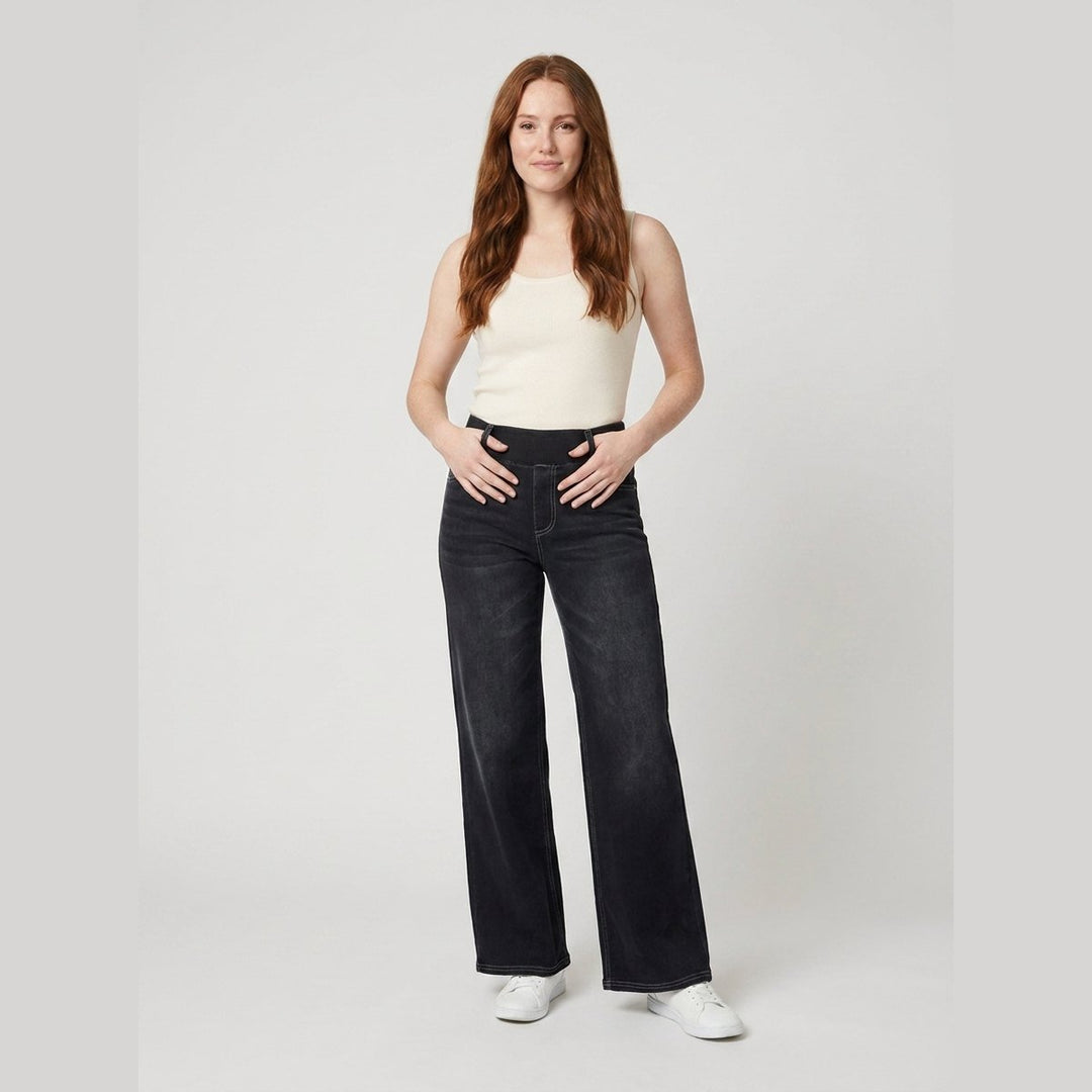 Polo wide-leg jeans dark gray wash on model