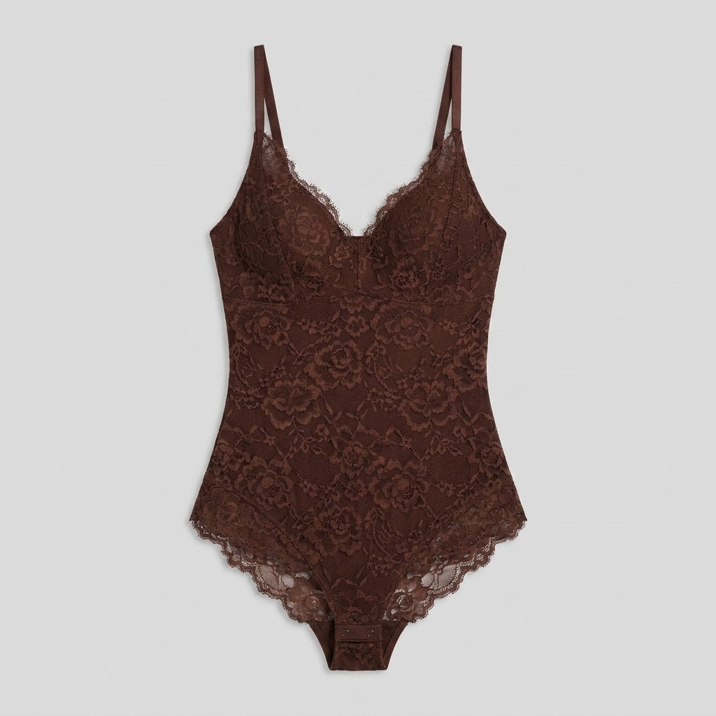 Poppy full lace bodysuit brown