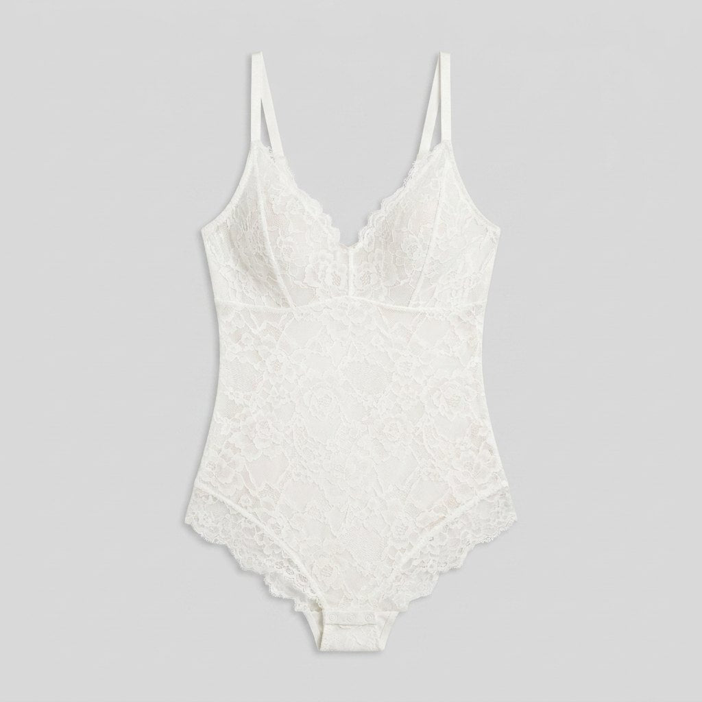 Poppy full lace bodysuit white