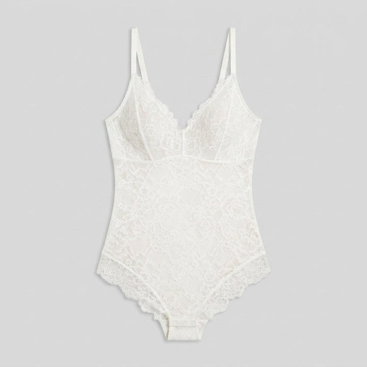 Poppy full lace bodysuit white