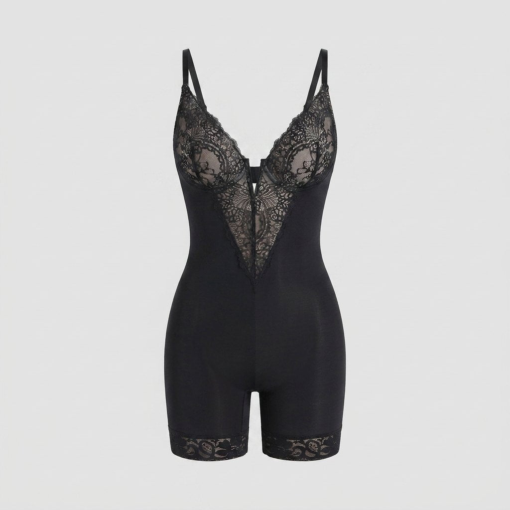 Poppy lace short bodysuit black