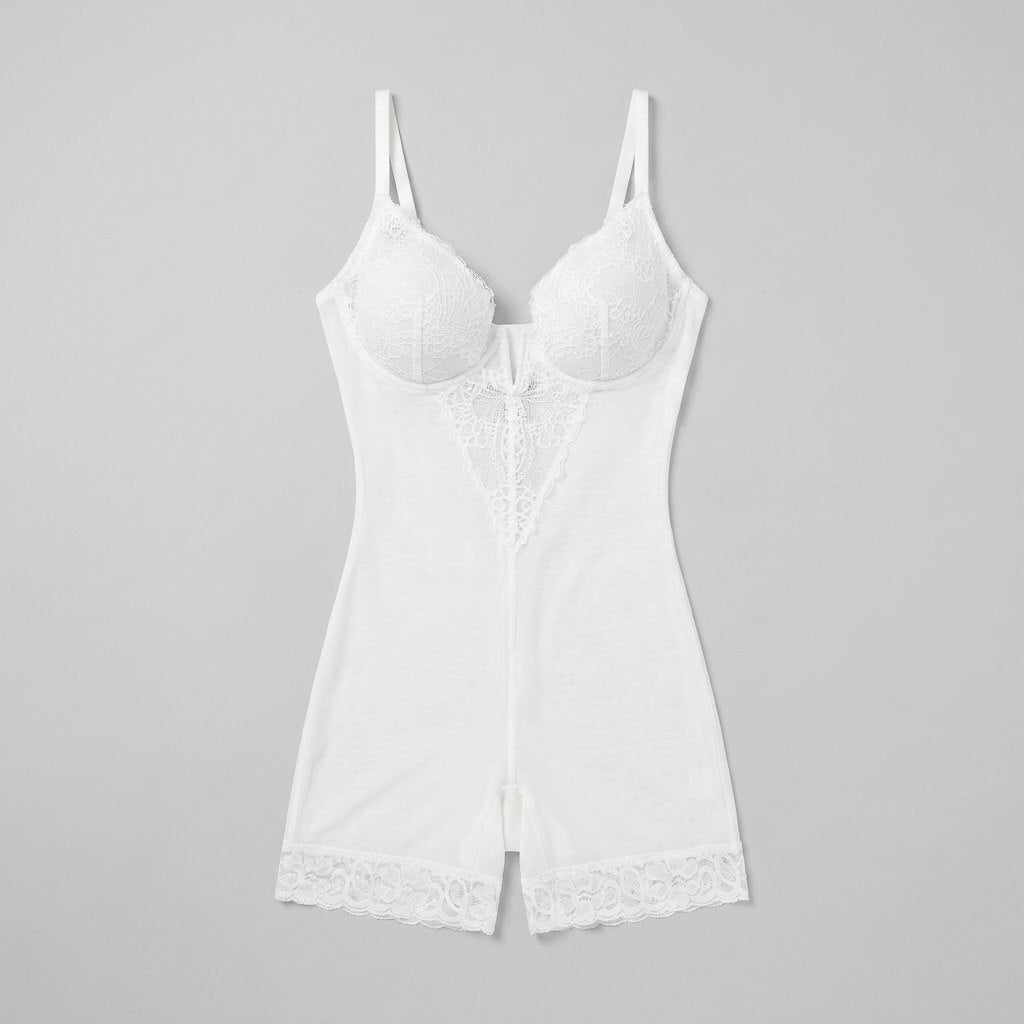 Poppy lace short bodysuit white