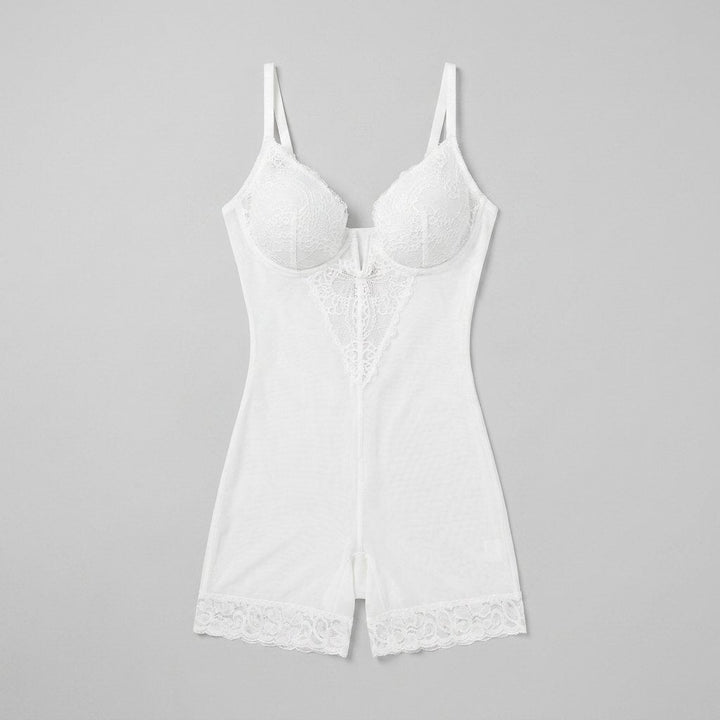 Poppy lace short bodysuit white