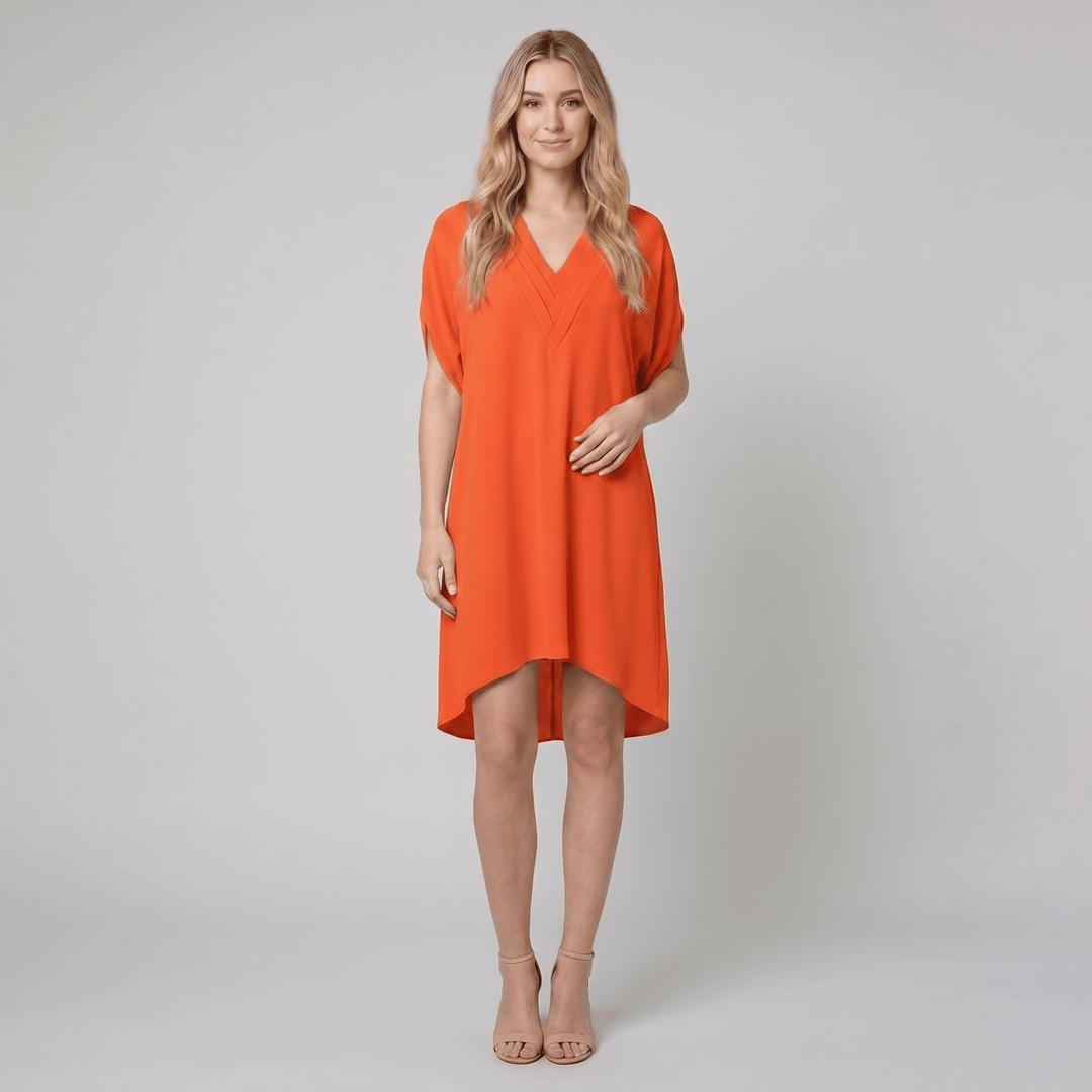 Rachel V-neck casual dress orange - The store Vancouver