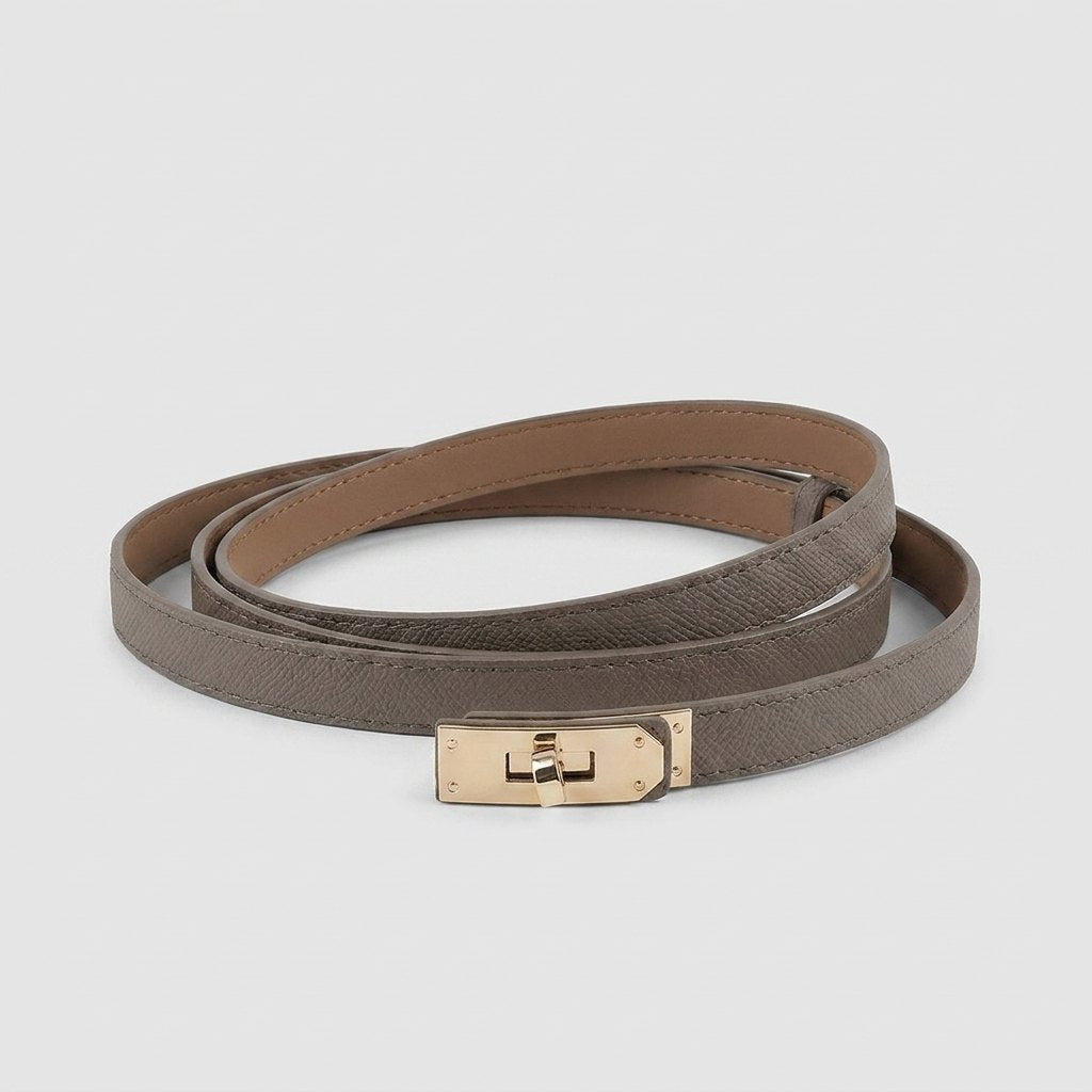 Rays taupe gray belt with gold turn-lock buckle