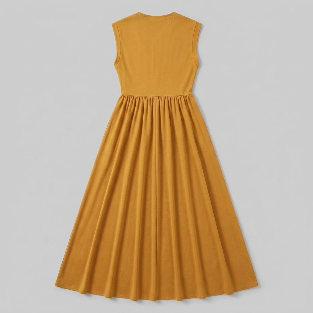 Rina mustard yellow maxi dress back