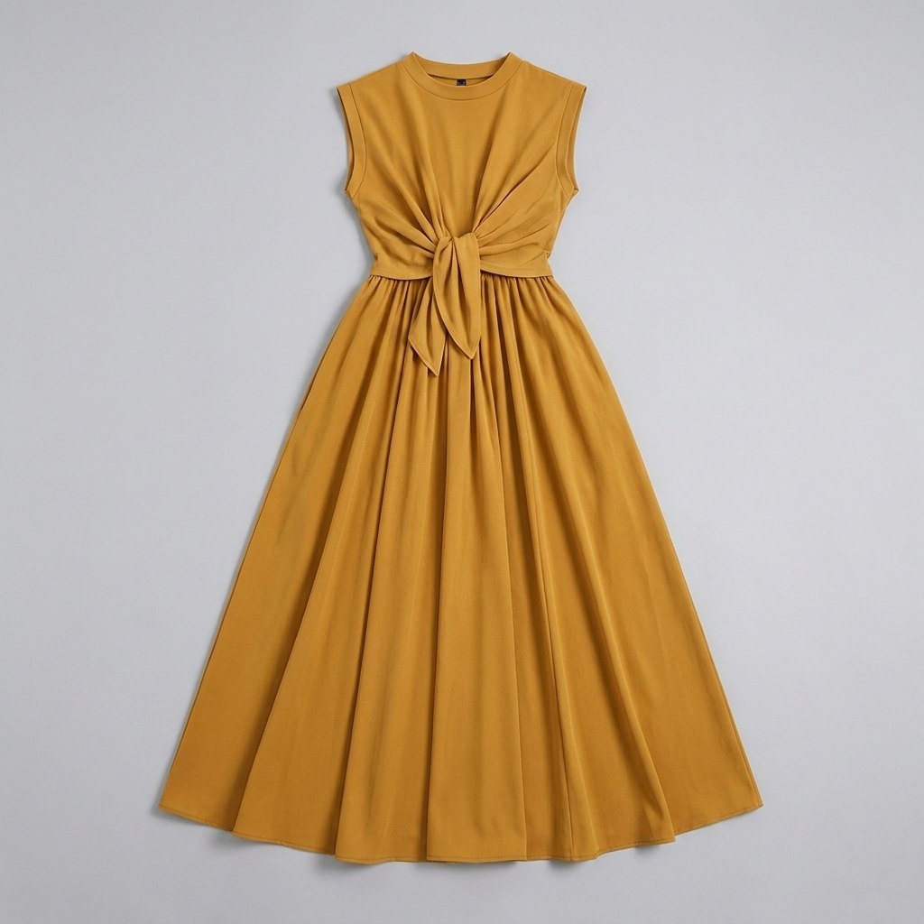 Rina mustard yellow maxi dress flat lay