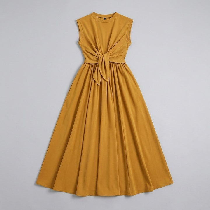 Rina mustard yellow maxi dress flat lay
