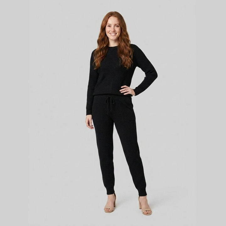 Rina ribbed knit tracksuit black