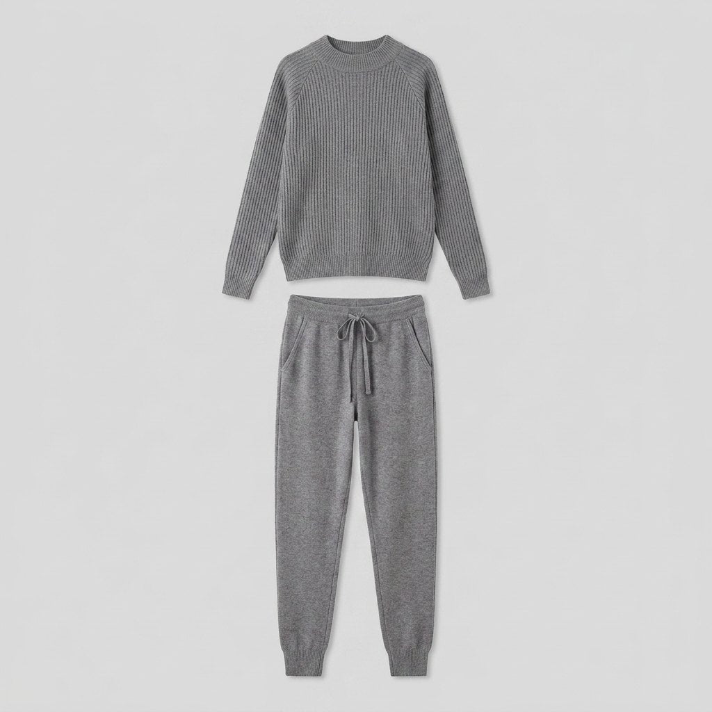 Rina ribbed knit tracksuit flat lay